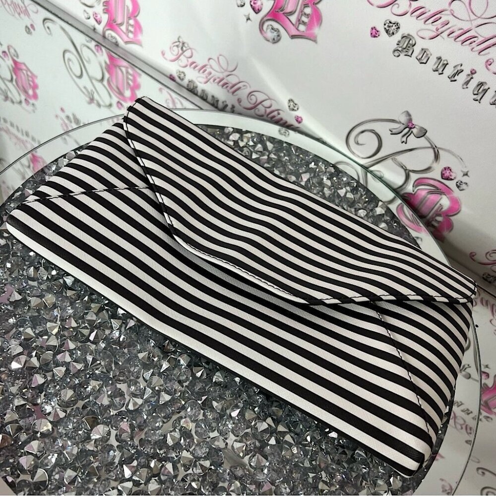 Chi hair tool bag holder travel striped CHI Black and White Striped Clutch